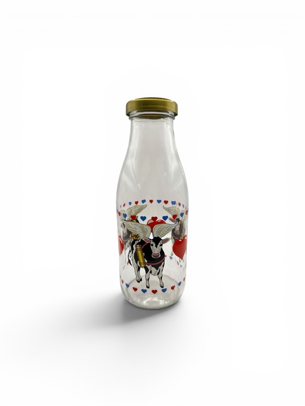 Vintage French Valentines Cupid Cow Hearts Carafe Milk Jug Lidded Country Decor